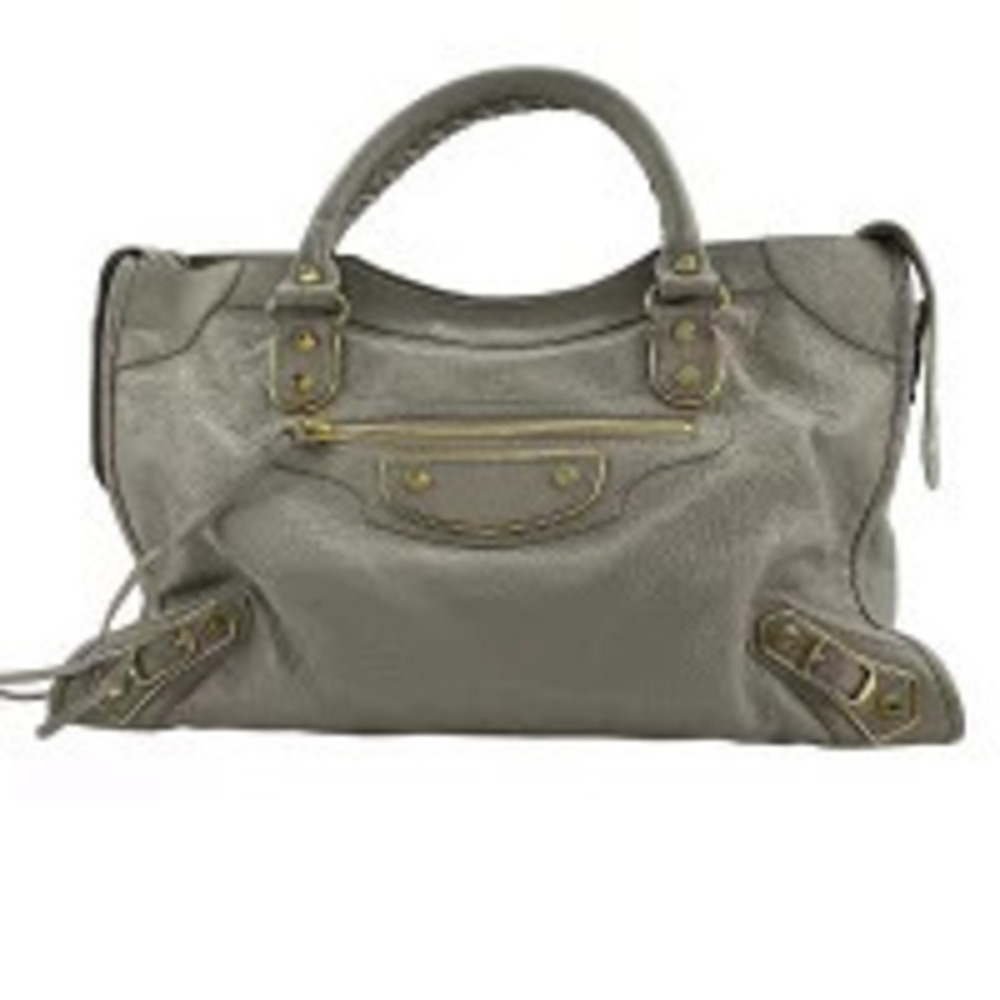 Balenciaga Metallic City Handbag Gray